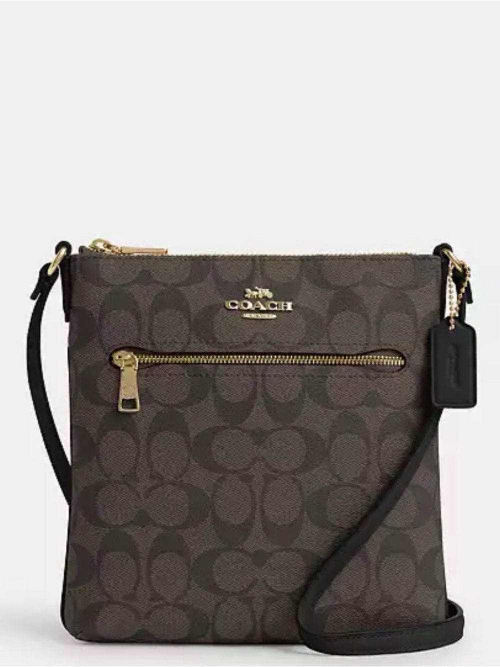 Coach Brown Signature Dome Crossbody with Gold Hardware